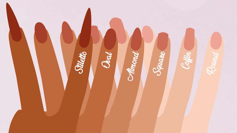 Vector Illustration Set Of Different Nails Shape Tipes. Manicure Design On  Fingers Isolated On White Background In Flat Style. Royalty Free SVG,  Cliparts, Vectors, and Stock Illustration. Image 86748408.